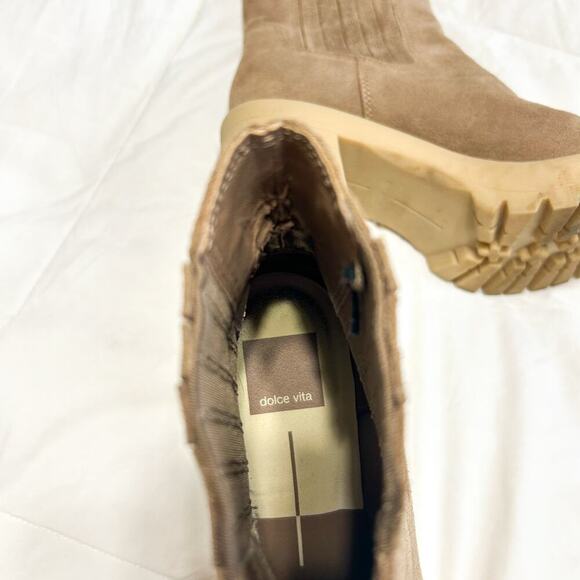 Dolce Vita Caster H2O Waterproof Platform Suede Ankle Boots Tan Size 8 EUC - Picture 9 of 10